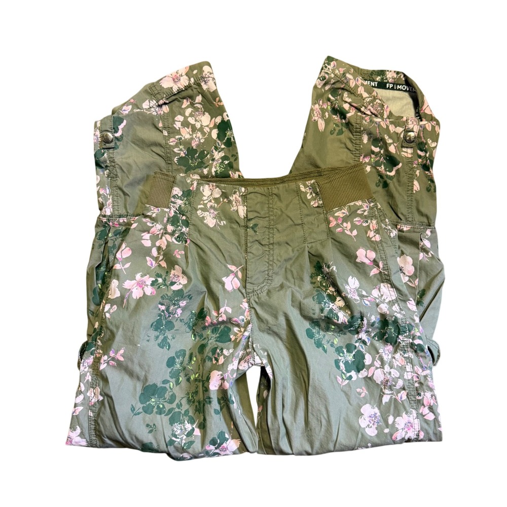 FP Movement Cargo Pants Women S Sage Green Good Floral Utility Parachute